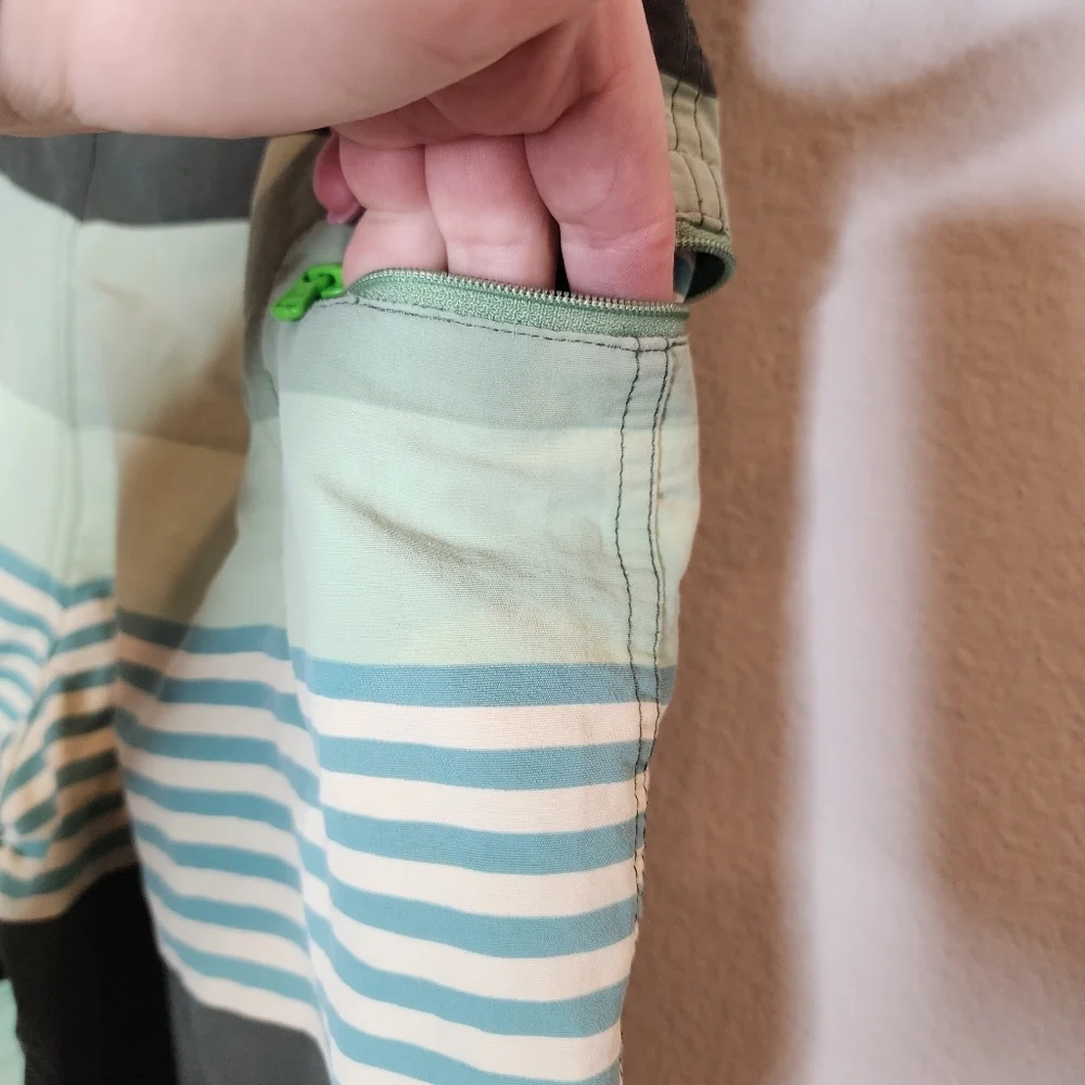 Patagonia Boys‎ 16 board shorts green blue stripe